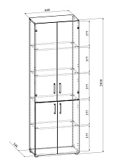 Шкаф со стеклом ОФ-303К блэквуд сатиновый