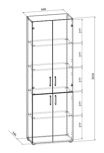 Шкаф со стеклом ОФ-303К блэквуд сатиновый