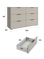 Комод Оптима ОП-15 (1202х426) глиняный серый/риолит