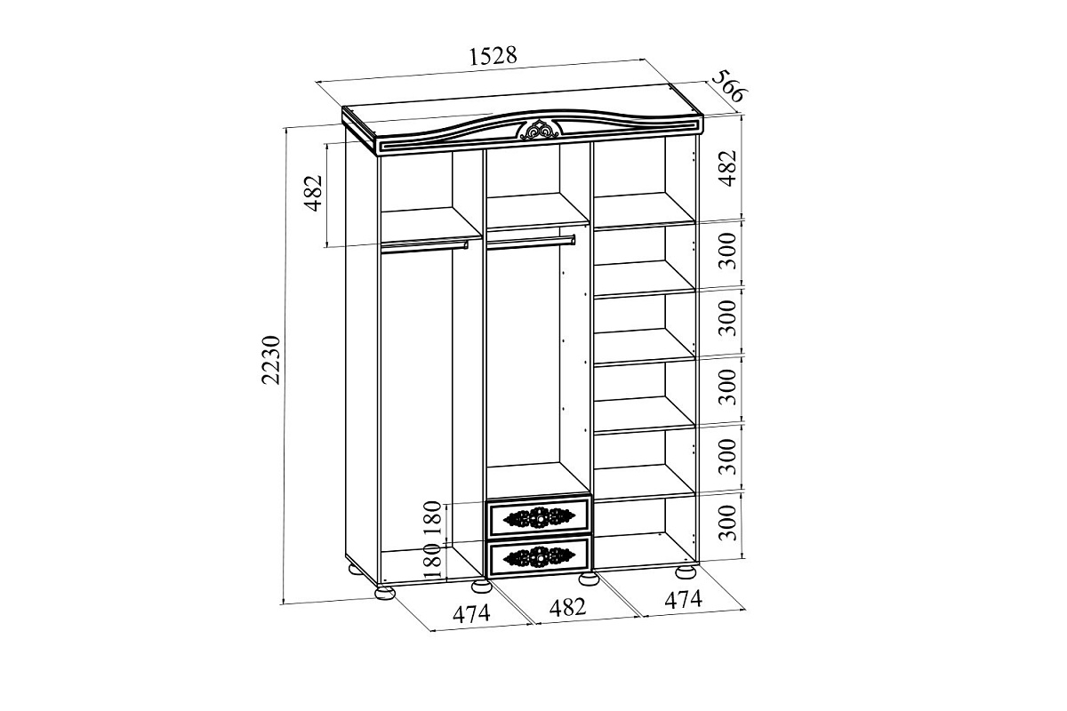 Шкаф трёхдверный с зеркалом Ассоль плюс АС-27 ваниль