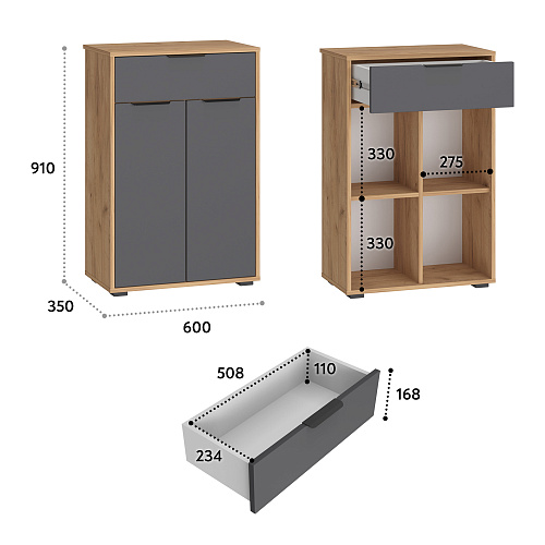 Комод Оптима ОП-06 дуб крафт золотой/графит