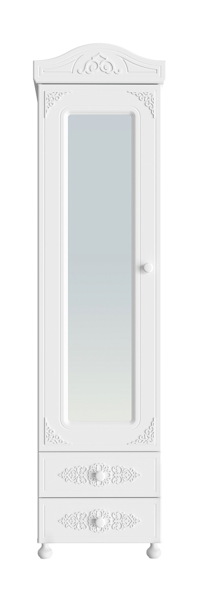 Шкаф-пенал с зеркалом Ассоль АС-1 белое дерево