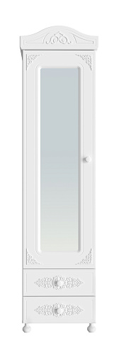 Шкаф-пенал с зеркалом Ассоль АС-1 белое дерево