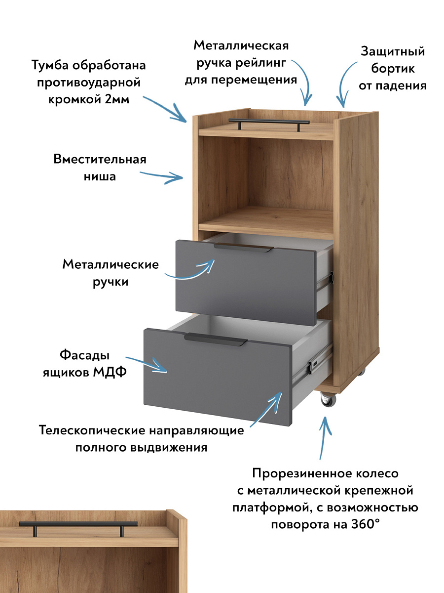 Тумба К-30 дуб крафт золотой/графит