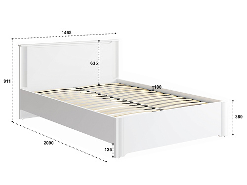 Кровать Эмилия ЭЛ-29 (140х200) белый структурный/меренга