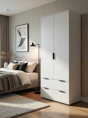 Шкаф платяной Оптима ОП-25 белый структурный/меренга