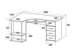 Стол компьютерный С-237 белый структурный