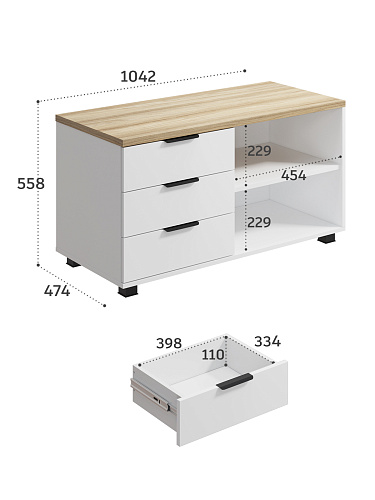 Тумба Скайлайт СЛ-13К (ящики слева) блэквуд ячменный/белый/меренга