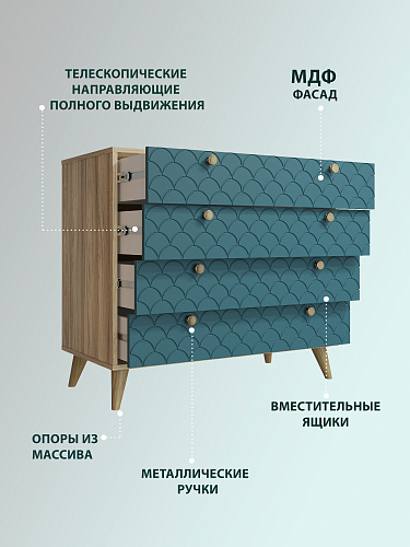 Комод Велламо ВО-12 блэквуд ячменный/морская волна