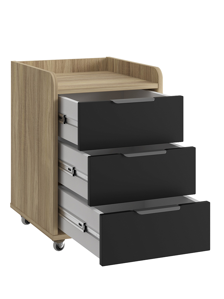 Тумба мобильная К-56 блэквуд ячменный/блэк