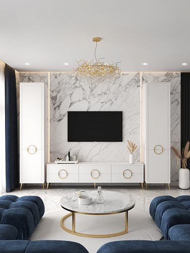 Шкаф-пенал Оливия ОЛ-11 правый белый бриллиант/бланж