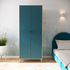 Шкаф Велламо ВО-06 блэквуд ячменный/морская волна