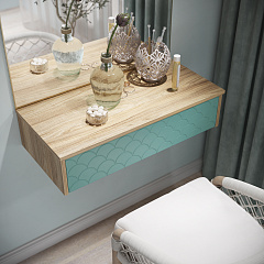 Тумба подвесная Велламо ВО-08 блэквуд ячменный/бирюза