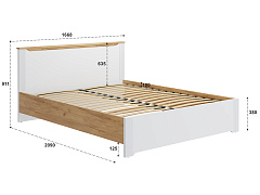 Кровать Эмилия ЭЛ-30 (160х200) дуб крафт золотой/меренга