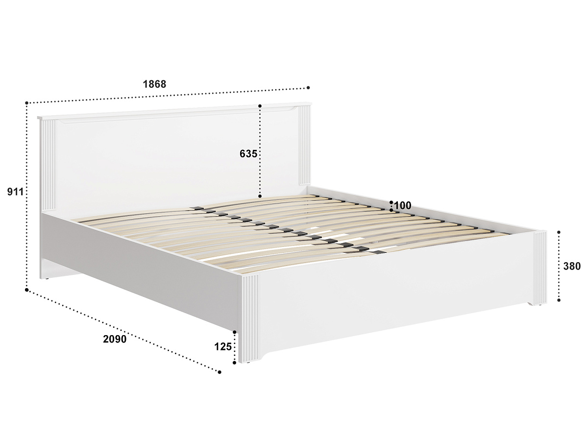 Кровать Эмилия ЭЛ-31 (180х200) белый структурный/меренга