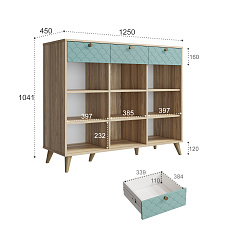 Тумба Велламо ВО-05 блэквуд ячменный/бирюза