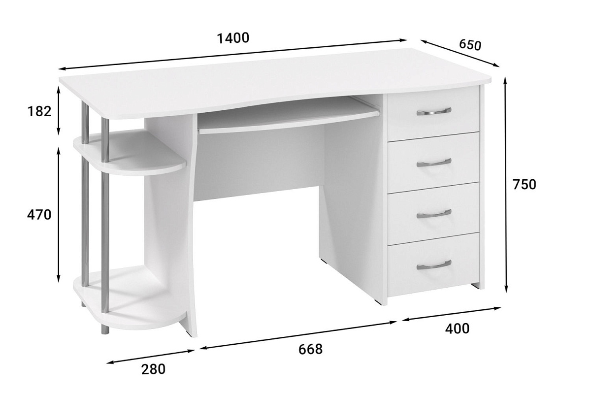Стол компьютерный С-222БН белый структурный
