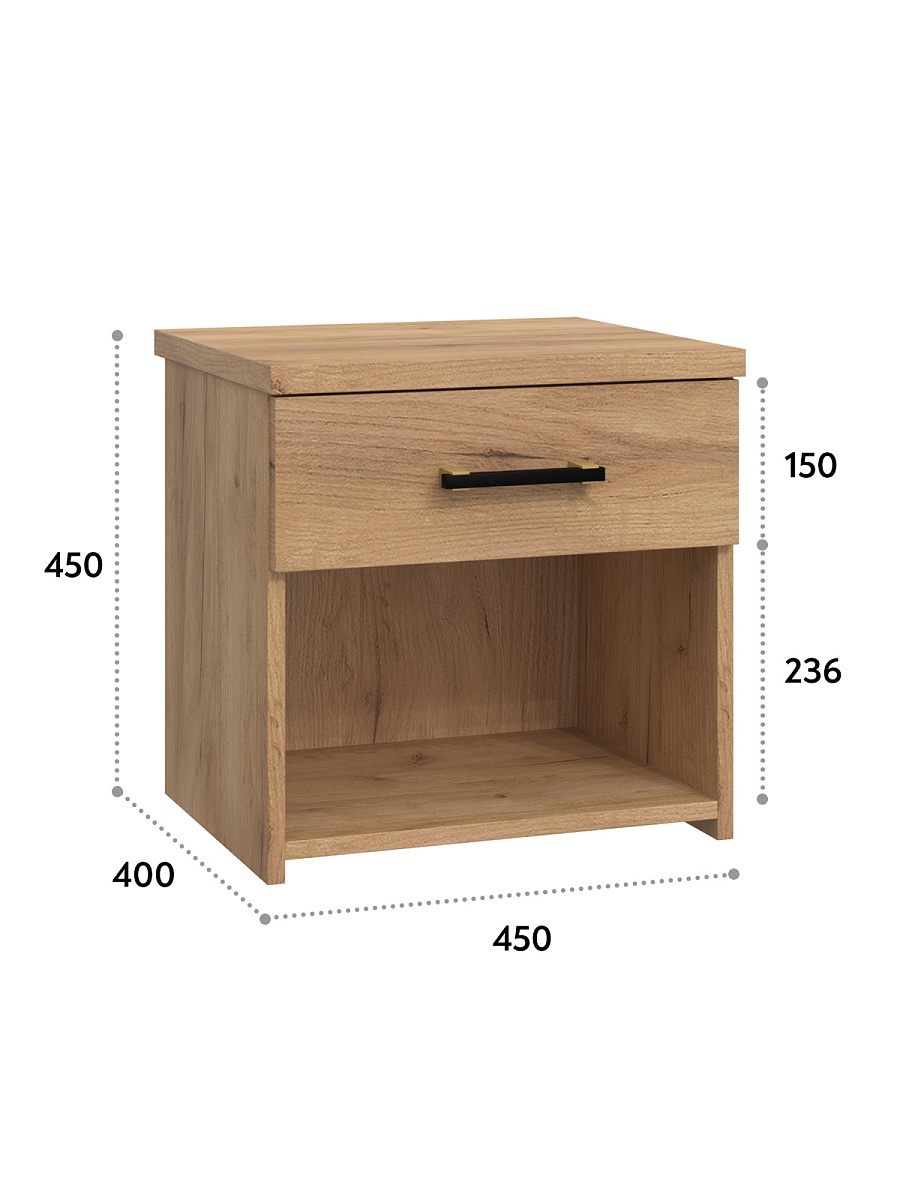 Тумба прикроватная с ящиком Виктория ВИ-16 дуб крафт золотой