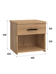 Тумба прикроватная с ящиком Виктория ВИ-16 дуб крафт золотой