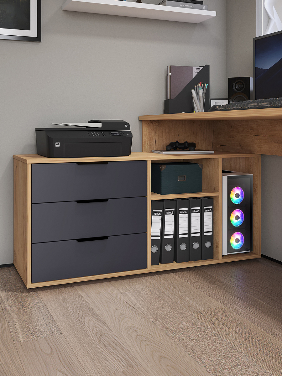 Стол угловой Оптима ОП-21 дуб крафт золотой/графит