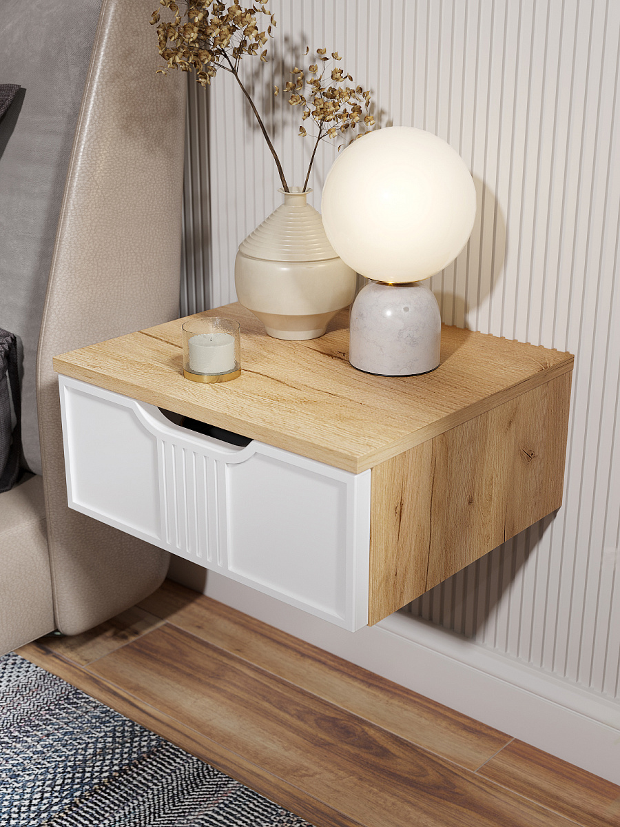 Тумба подвесная ЭЛ-23 дуб крафт золотой/меренга