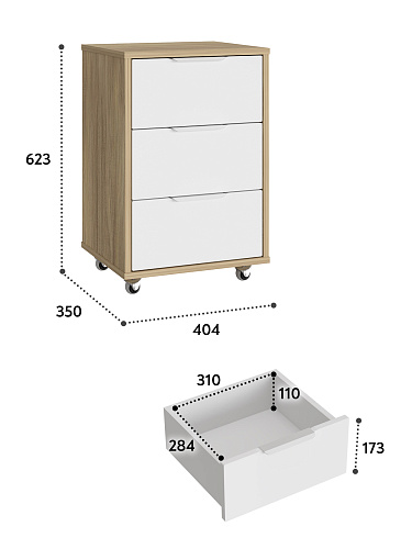 Тумба мобильная К-55 блэквуд ячменный/меренга