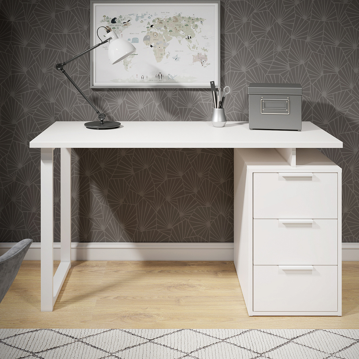 Стол С-416 белый структурный/меренга (1350*600 белая опора)