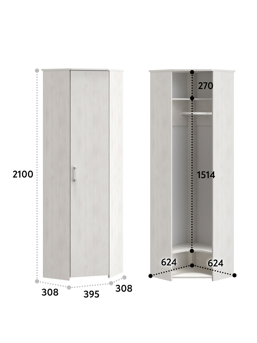 Шкаф угловой Агата АТ-8 северное дерево светлое