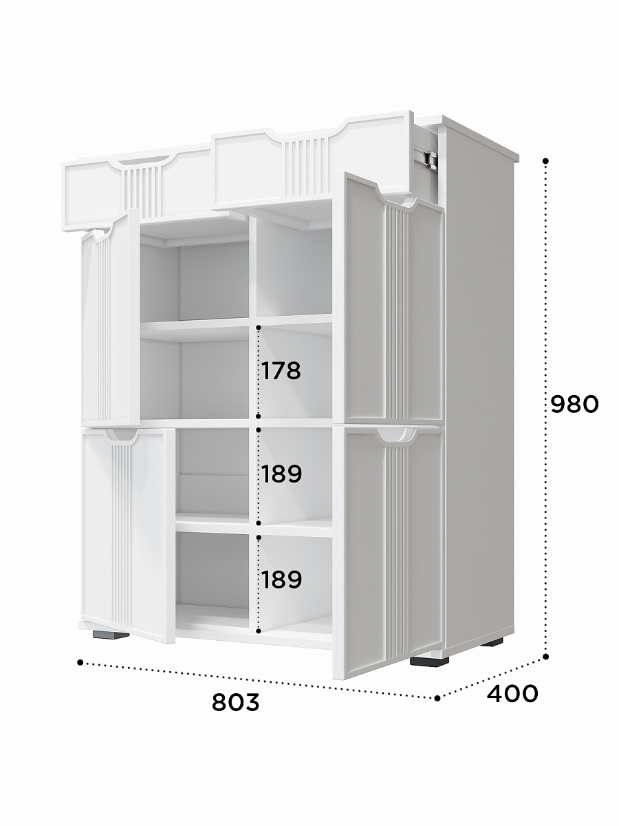 Комод Эмилия ЭЛ-20 белый структурный/меренга