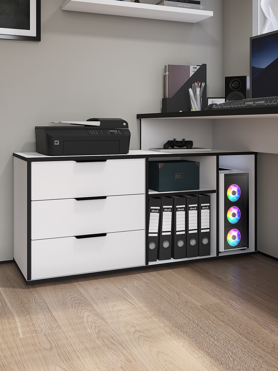 Стол угловой Оптима ОП-21 белый структурный/меренга/черная кромка