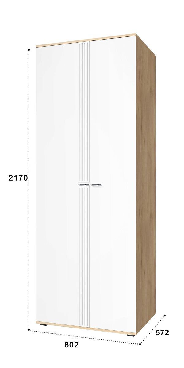 Шкаф для одежды Эмилия ЭЛ-16К глухой дуб крафт золотой/меренга