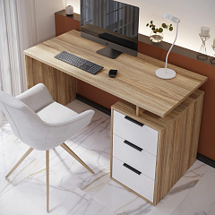 Стол С-407 блэквуд ячменный/меренга (1350*600)