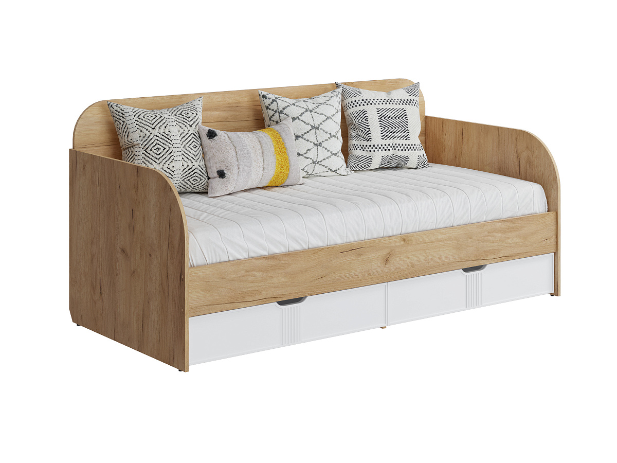 Кровать Эмилия ЭЛ-48 (90/200) дуб крафт золотой/меренга