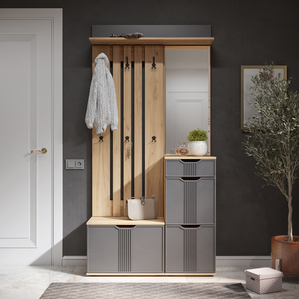 Вешалка Эмилия ЭЛ-7 дуб крафт золотой