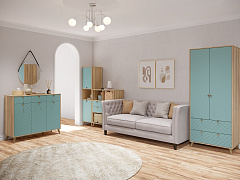 Шкаф Велламо ВО-07 блэквуд ячменный/бирюза