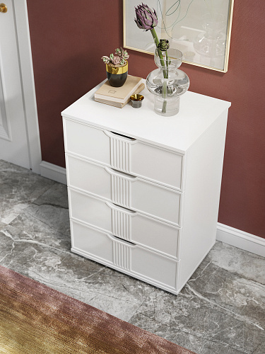 Комод Эмилия ЭЛ-19 белый структурный/меренга