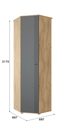 Шкаф угловой Эмилия ЭЛ-14К глухой дуб крафт золотой/графит