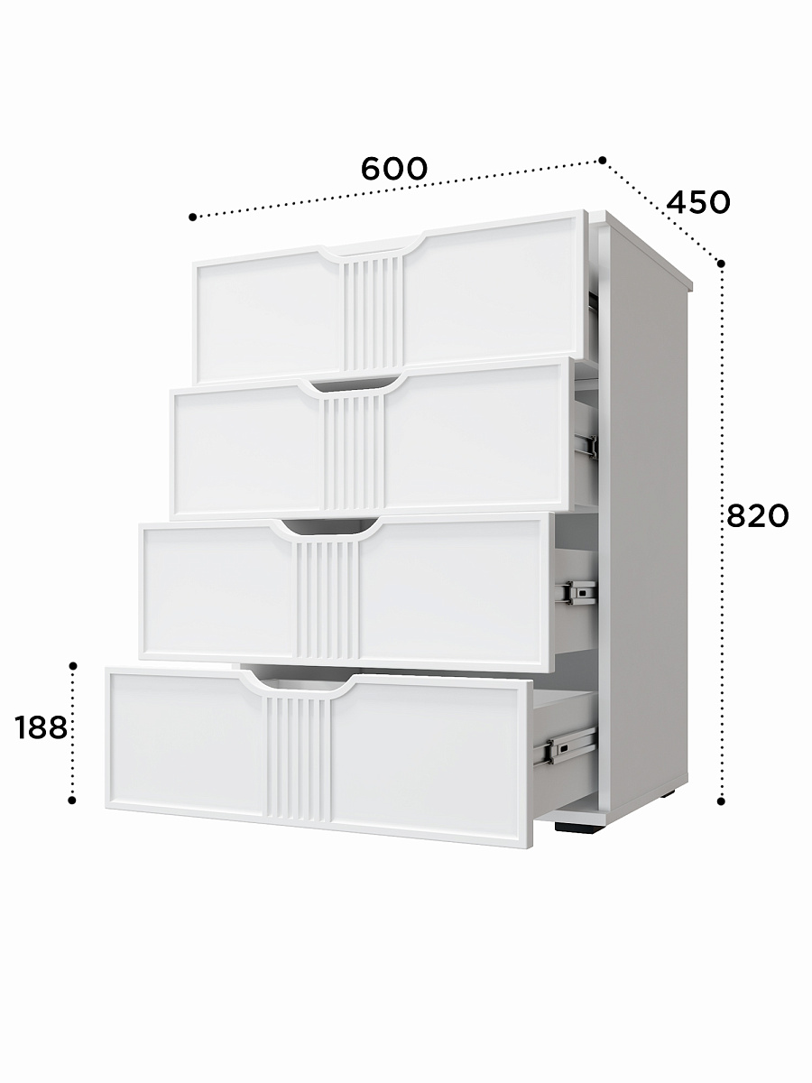 Комод Эмилия ЭЛ-19 белый структурный/меренга