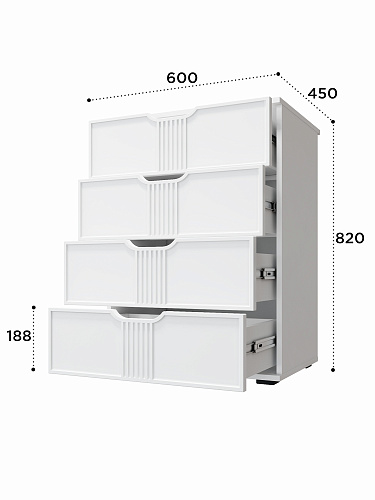 Комод Эмилия ЭЛ-19 белый структурный/меренга