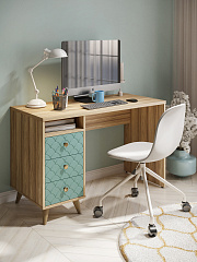 Стол Велламо ВО-18 блэквуд ячменный/бирюза (левый)