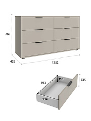 Комод Оптима ОП-16 (1352х426) глиняный серый/риолит