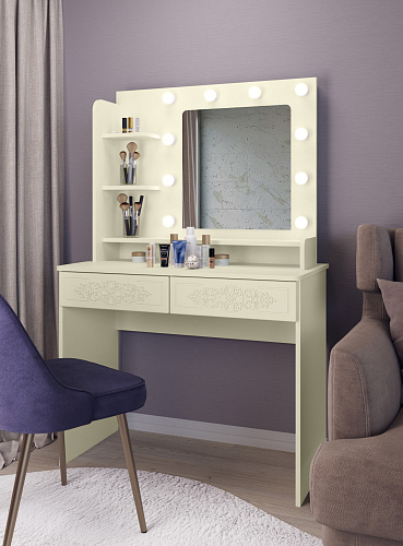 Туалетный столик с зеркалом Ассоль Лайт ТСН-5 ваниль
