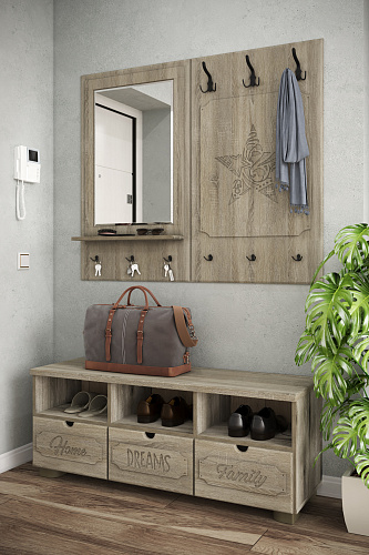 Вешалка ДримСтар ДС-31 дуб сонома темный