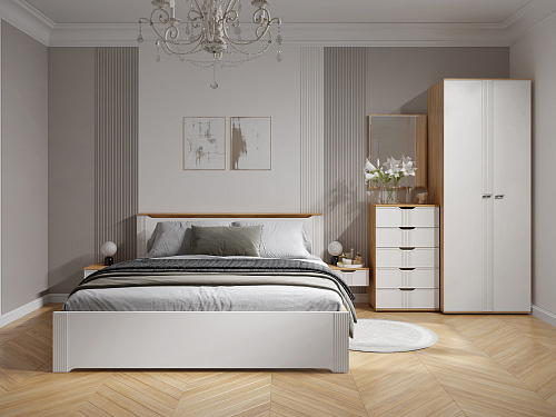 Комплект мебели для спальни Эмилия ЭЛ-005 дуб крафт золотой/меренга