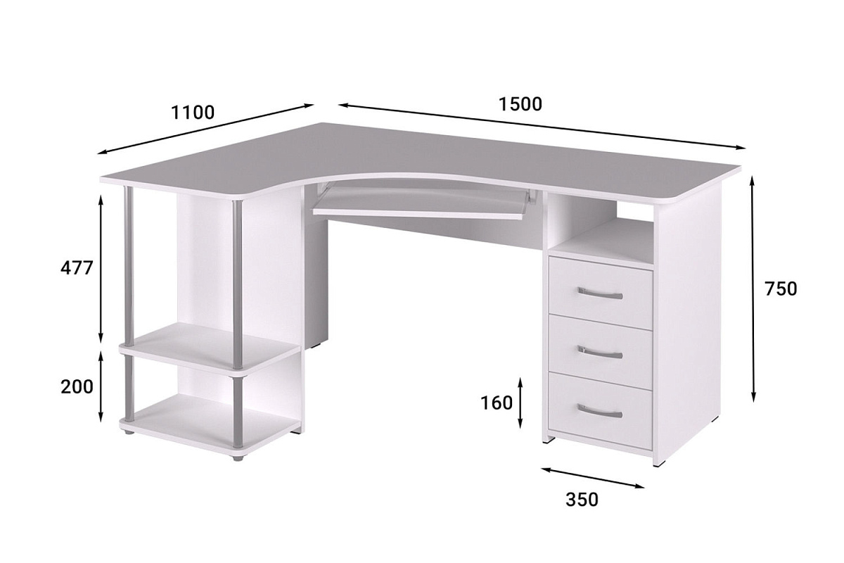 Стол компьютерный С-237 белый структурный