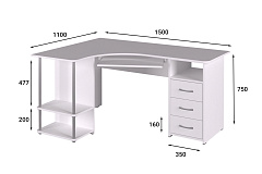 Стол компьютерный С-237 белый структурный