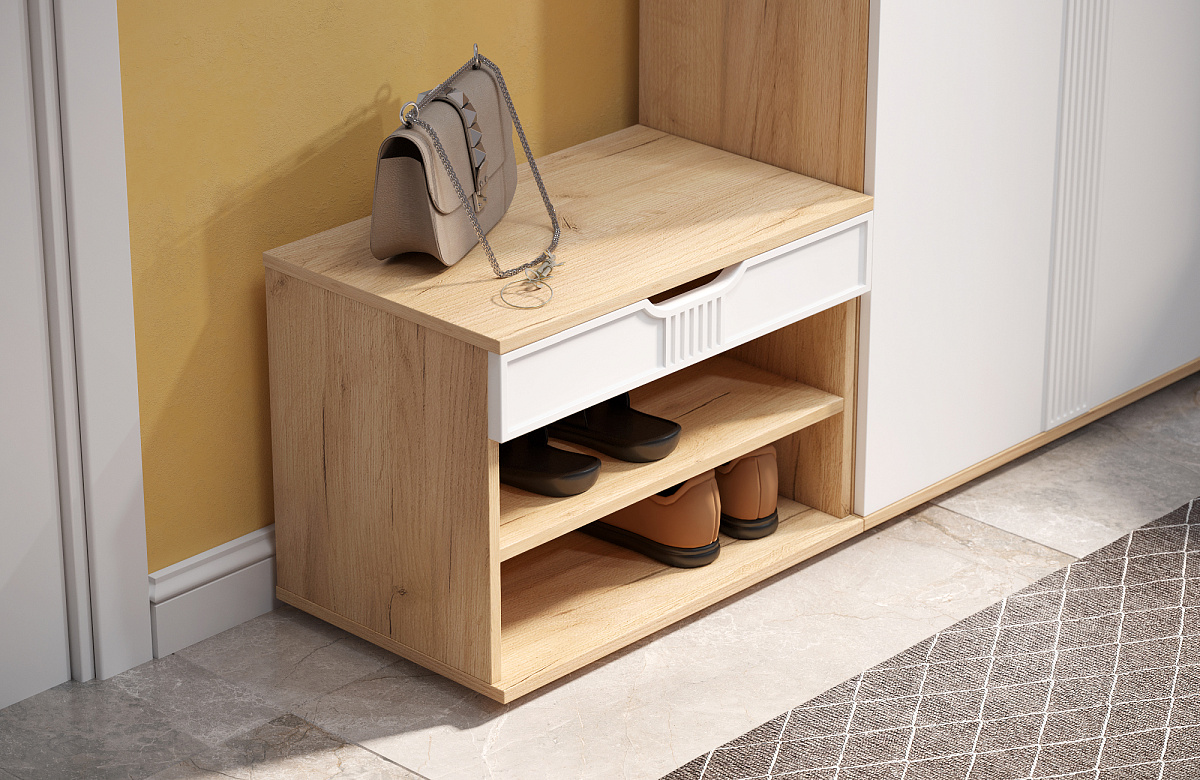 Тумба Эмилия ЭЛ-44 дуб крафт золотой/меренга