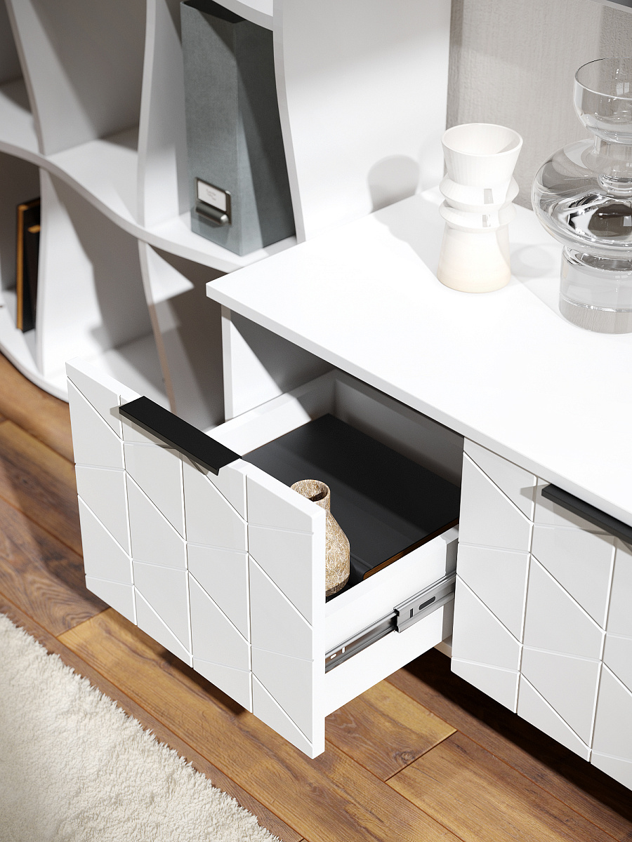 Тумба ТВ Контемпо КТ-05 белый бриллиант/бланж