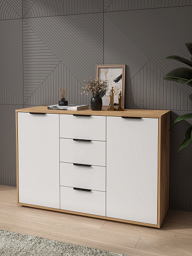 Комод Оптима ОП-17 дуб крафт золотой/меренга