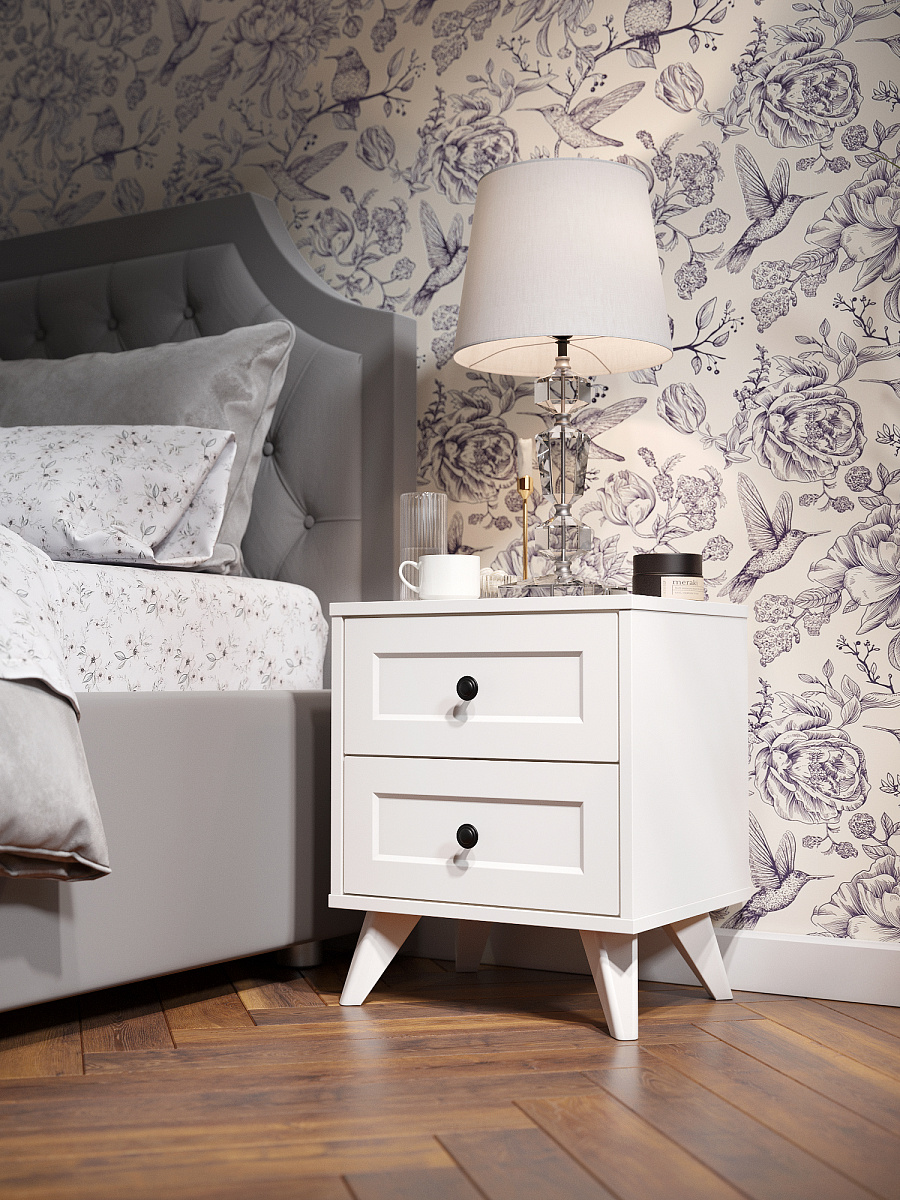 Тумба прикроватная Вильям ВМ-14 белый бриллиант/бланж
